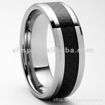 TR46 HOT Mens Titanium Ring with Carbon Fiber